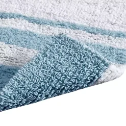 Kirklands Home Blue Reversible Stripe Trim Bath Mat, 45 in. Best