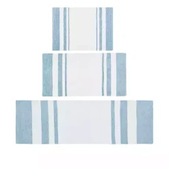 Kirklands Home Blue Reversible Stripe Trim Bath Mat, 45 in. Best