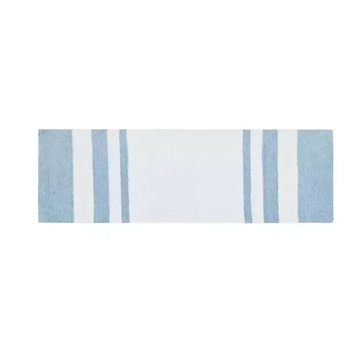 Kirklands Home Blue Reversible Stripe Trim Bath Mat, 72 in. Outlet