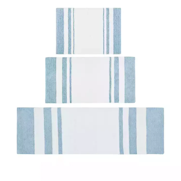 Kirklands Home Blue Reversible Stripe Trim Bath Mat, 72 in. Outlet