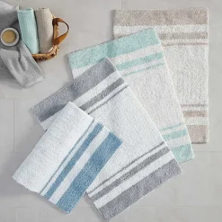 Kirklands Home Blue Reversible Stripe Trim Bath Mat, 72 in. Outlet