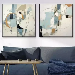 Kirklands Home Blue Rhythms Framed Canvas Art Prints, Set of 2 Clearance