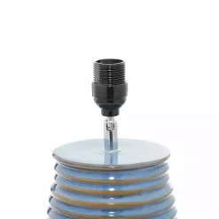 Kirklands Home Blue Ribbed Stoneware Table Lamp White New