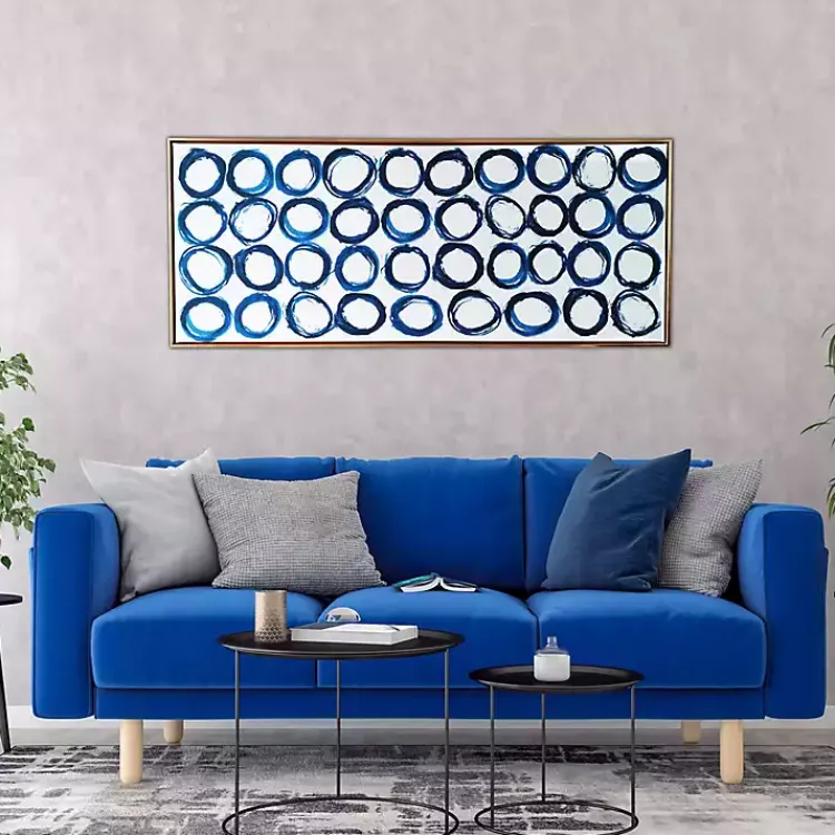Kirklands Home Blue Rings Framed Canvas Art Print Clearance