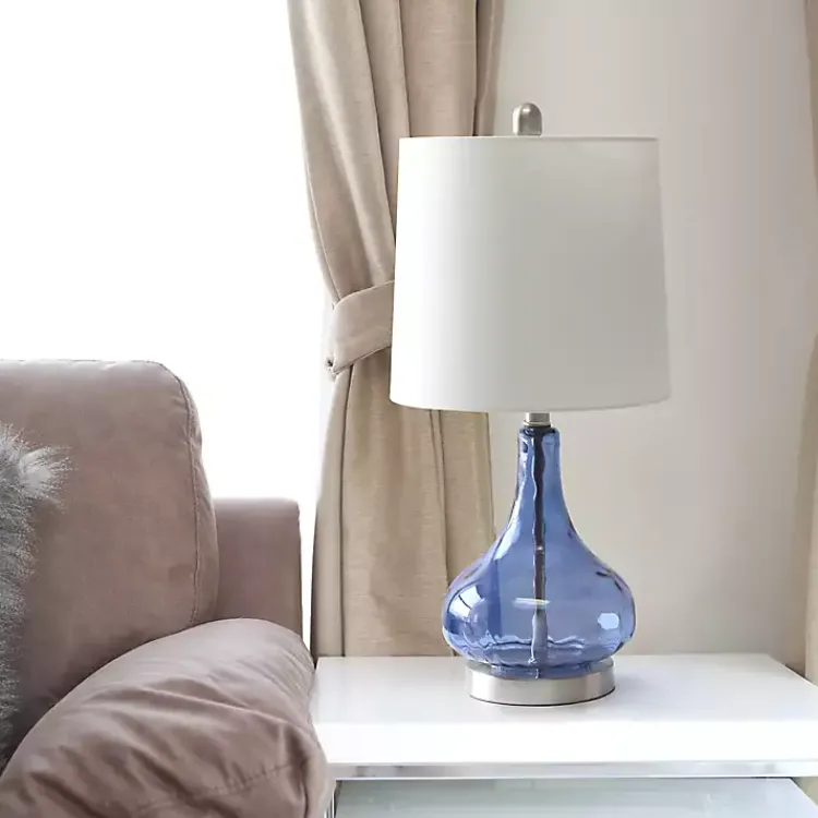 Kirklands Home Rippled Glass Droplet Table Lamp Blue Best