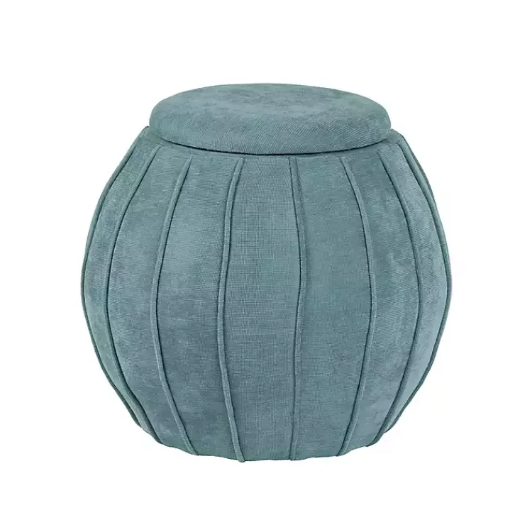 Kirklands Home Rounded Oval Storage Ottoman Blue Discount