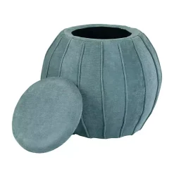 Kirklands Home Rounded Oval Storage Ottoman Blue Discount