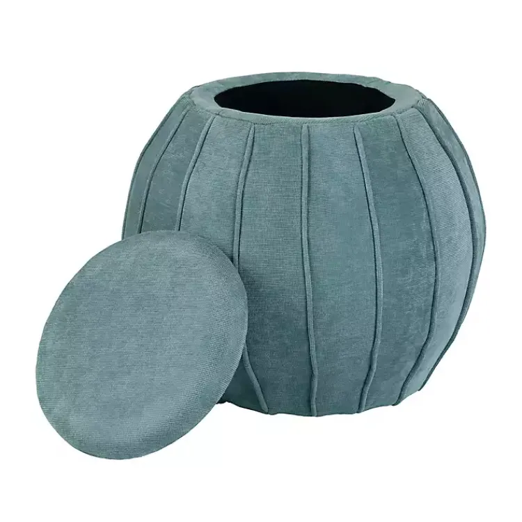 Kirklands Home Rounded Oval Storage Ottoman Blue Discount