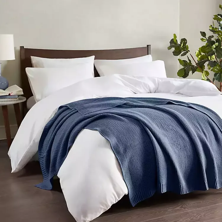 Blankets & Throws>Kirklands Home Rylan Knit Throw Blanket Blue
