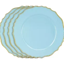 Kirklands Home Scalloped Beaded Rim Chargers, Set of 4 Blue