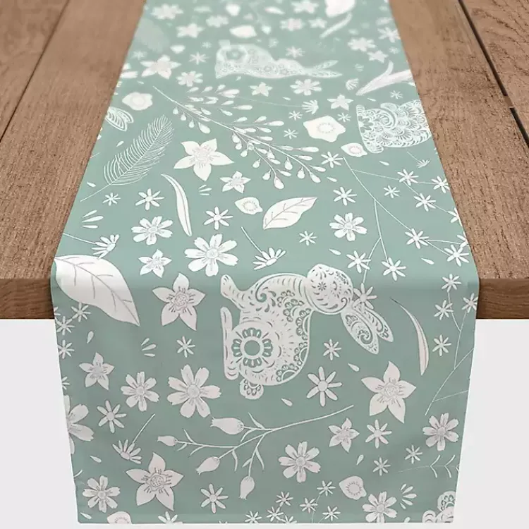 Kirklands Home Blue Scandinavian Bunny Table Runner, 72 in. Clearance