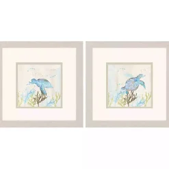 Kirklands Home Blue Sea Turtle Frames Art Prints, Set of 2 New