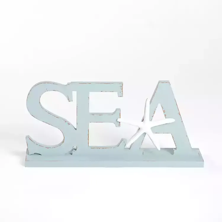 Statues & Figurines>Kirklands Home Sea Wooden Word Statue Blue