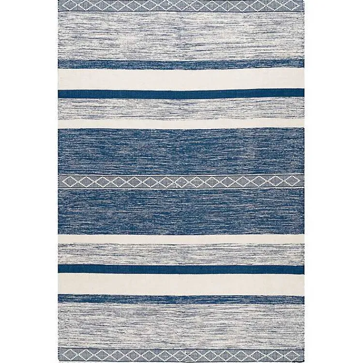 Kirklands Home Seabrook Striped Fringe Wool Area Rug, 7x9 Blue Sale