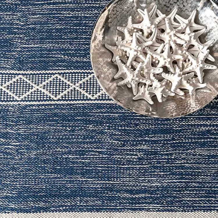 Kirklands Home Seabrook Striped Fringe Wool Area Rug, 7x9 Blue Sale