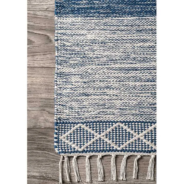 Kirklands Home Seabrook Striped Fringe Wool Area Rug, 7x9 Blue Sale