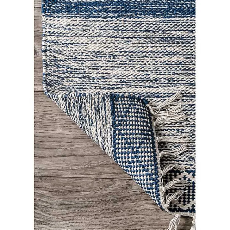 Kirklands Home Seabrook Striped Fringe Wool Area Rug, 7x9 Blue Sale