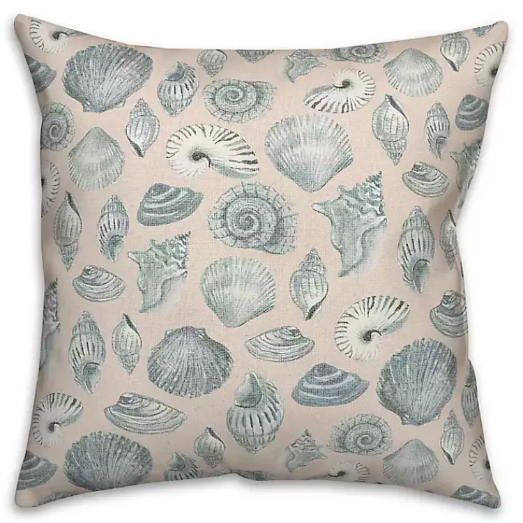Kirklands Home Blue Seashell Outdoor Throw Pillow New