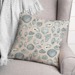 Kirklands Home Blue Seashell Outdoor Throw Pillow New
