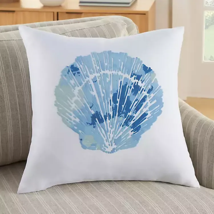 Pillows>Kirklands Home Blue Seashell Throw Pillow