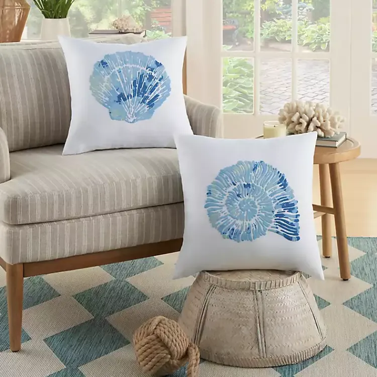 Pillows>Kirklands Home Blue Seashell Throw Pillow