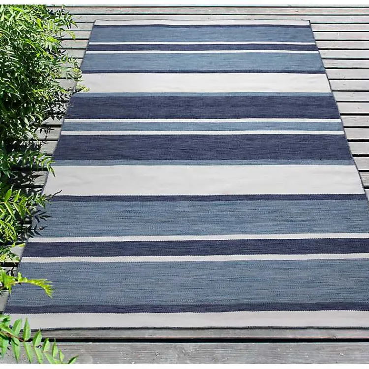 Kirklands Home Blue Shades Striped Indoor/Outdoor Area Rug, 7x9 Hot
