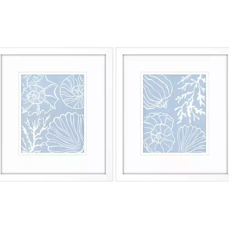 Kirklands Home Blue Shell Silhouettes Framed Art Prints, Set of 2 Discount