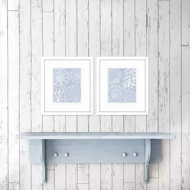 Kirklands Home Blue Shell Silhouettes Framed Art Prints, Set of 2 Discount