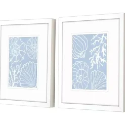 Kirklands Home Blue Shell Silhouettes Framed Art Prints, Set of 2 Discount