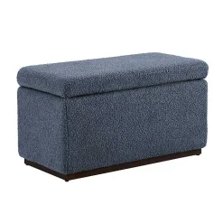 Kirklands Home Blue Sherpa & Walnut Rectangle Storage Ottoman Online