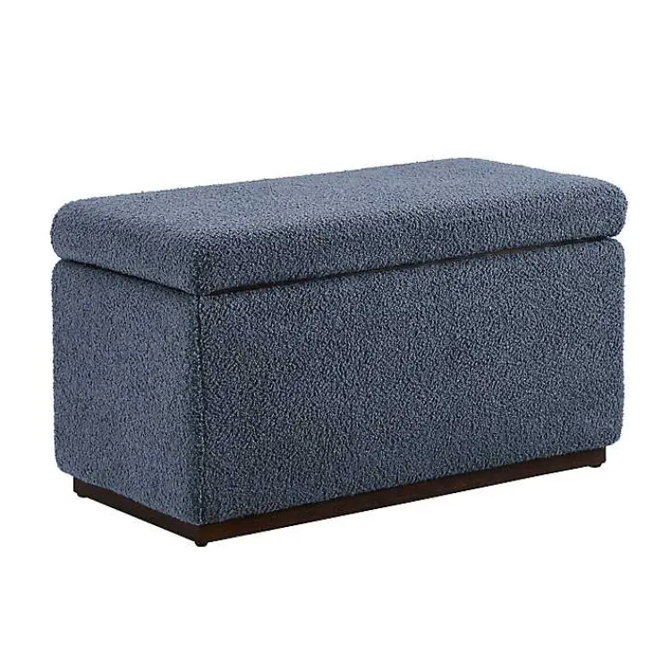 Kirklands Home Blue Sherpa & Walnut Rectangle Storage Ottoman Online