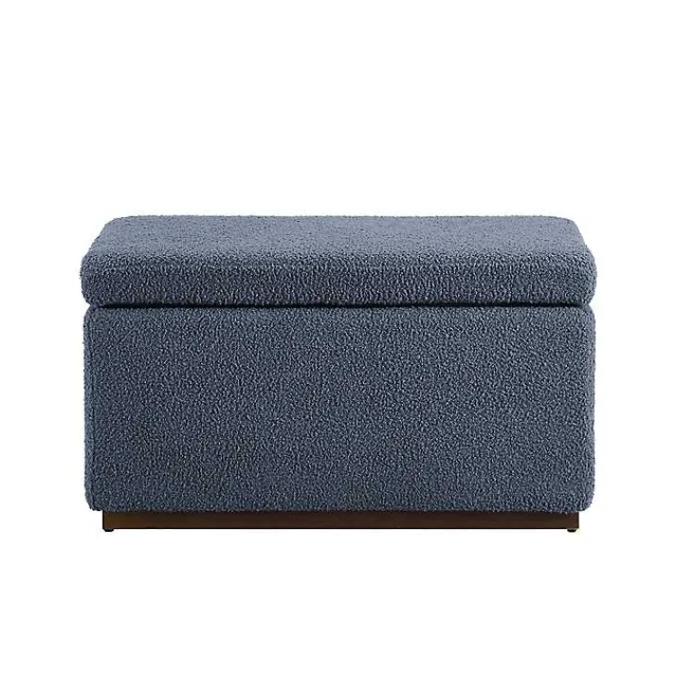 Kirklands Home Blue Sherpa & Walnut Rectangle Storage Ottoman Online