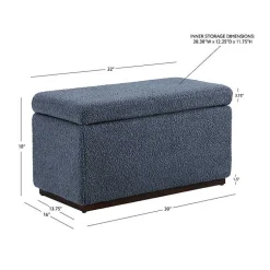Kirklands Home Blue Sherpa & Walnut Rectangle Storage Ottoman Online