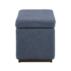 Kirklands Home Blue Sherpa & Walnut Rectangle Storage Ottoman Online