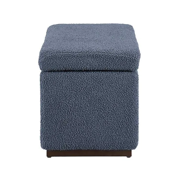 Kirklands Home Blue Sherpa & Walnut Rectangle Storage Ottoman Online