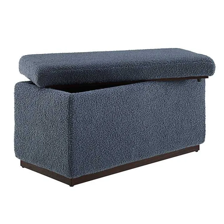 Kirklands Home Blue Sherpa & Walnut Rectangle Storage Ottoman Online