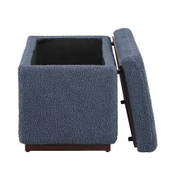 Kirklands Home Blue Sherpa & Walnut Rectangle Storage Ottoman Online