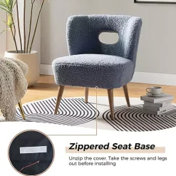 Kirklands Home Sherpa Barrel Accent Chair Blue Clearance