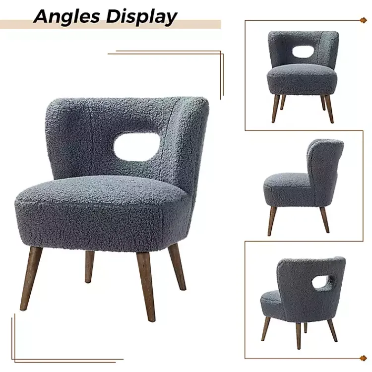 Kirklands Home Sherpa Barrel Accent Chair Blue Clearance