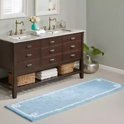 Kirklands Home Simple Trim Cotton Tufted Bath Mat, 72 in. Blue
