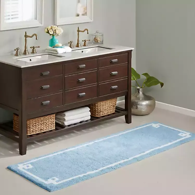 Kirklands Home Simple Trim Cotton Tufted Bath Mat, 72 in. Blue