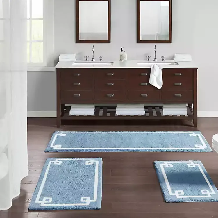 Kirklands Home Simple Trim Cotton Tufted Bath Mat, 72 in. Blue