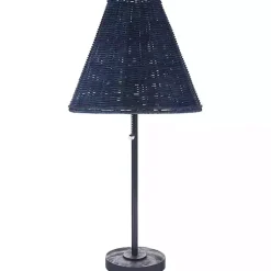 Kirklands Home Sirocco Table Lamp with Rattan Shade Blue Hot