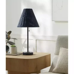 Kirklands Home Sirocco Table Lamp with Rattan Shade Blue Hot