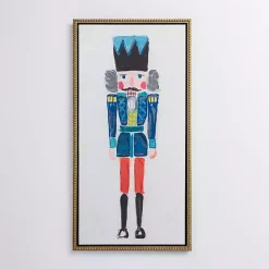 Christmas Art & Wall Decor>Kirklands Home Blue Sketched Nutcracker Framed Canvas Art Print