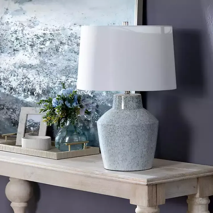 Kirklands Home Speckled Ceramic Jar Table Lamp Blue