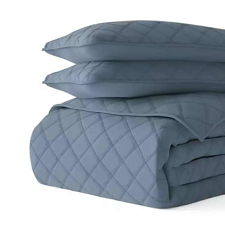 Kirklands Home Stitched Diamond 3-pc. Queen Quilt Set Blue Online