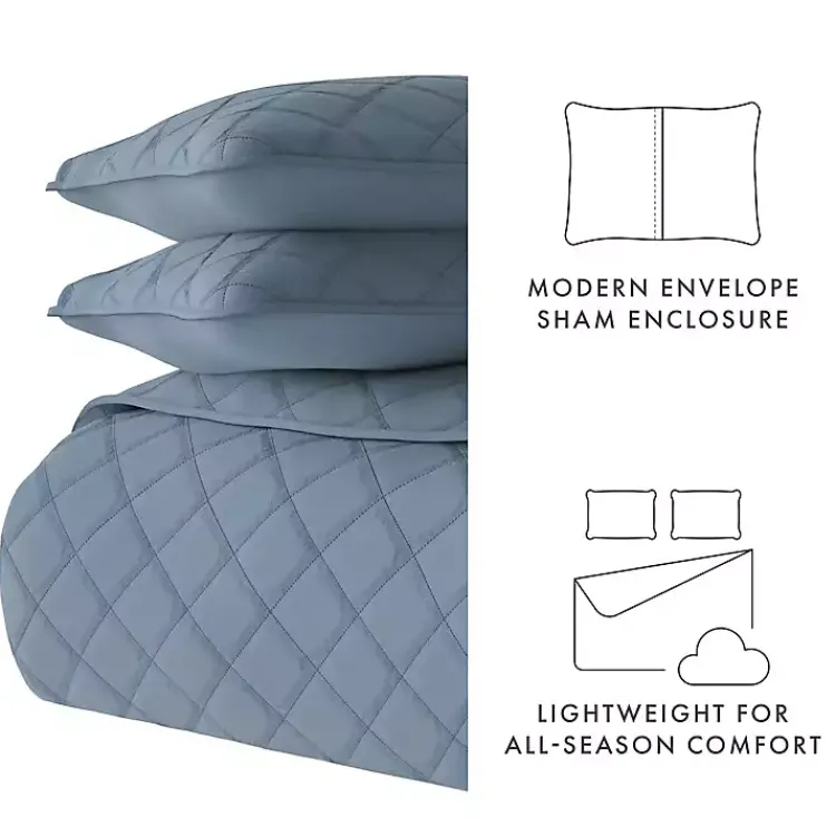 Kirklands Home Stitched Diamond 3-pc. Queen Quilt Set Blue Online