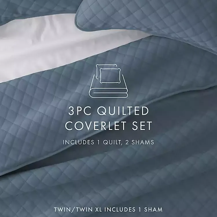 Kirklands Home Stitched Diamond 3-pc. Queen Quilt Set Blue Online