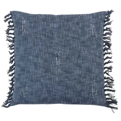 Pillows>Kirklands Home Stitched Line with Fringe Throw Pillow Blue